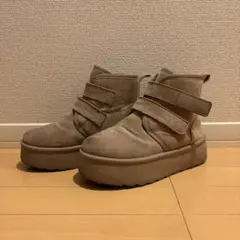 ベージュ スエード調 ムートンブーツ