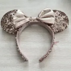 ディズニー ミニー ミニーマウス カチューシャ スパンコール ピンク リボン