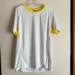 新品タグ付き一部注意 PUMA ランニングメンズTシャツ ホワイトxイエローO