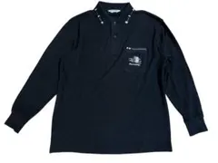 Black & White ブラック&ホワイト長袖ベロア調ポロシャツ 黒