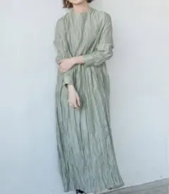 Aunt Maries’s ワッシャーロングスリーブワンピース グリーン