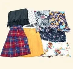 スカート 色々おまとめ8点 花柄・チェック・水玉・ブラック