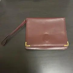 #1018 カルティエ レザー 二つ折りウォレット ボルドー ブラウン 財布のサムネイル
