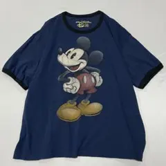 希少グラフィック 00s Disney ミッキー リンガーtシャツ 2XL
