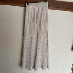 GU アイボリー レース編み フレアスカート