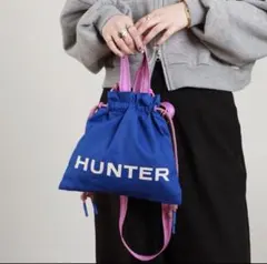 HUNTER ハンター 2way 巾着 ショルダーバッグ ブルー パープル