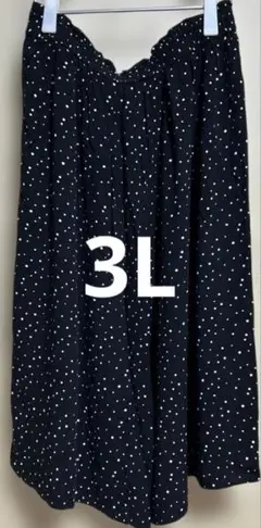 3L 大きいサイズ　ワイドパンツ　接触冷感　ドット　ブラック　美品