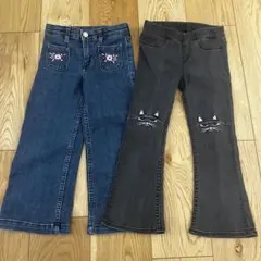 H&M 花刺繍・ねこパンツ 120