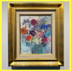 小山敬三、絵画、油彩4号、ばら、肉筆、新品高級額縁、山下清、片岡球子、鴨居玲 小山敬三、絵画、油彩4号、ばら、肉筆、高級額縁、山下清、片岡球子