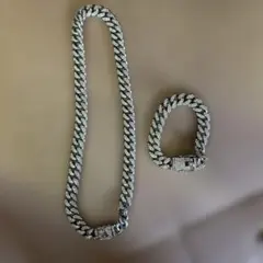 シルバー ロープチェーン ネックレス ブレスレットセット