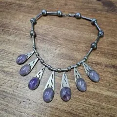 ヴィンテージ メキシカンジュエリー アメジスト シルバーネックレス SV925