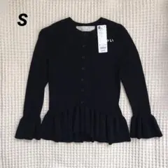 GU ロク　リブフリルカーディガン　ブラックのサムネイル