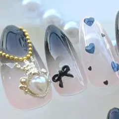 ピンク♡黒 リボン グラデーション