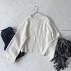 【美品】スピックアンドスパン バルキーヤーン 畦バックシャンニット プルオーバー