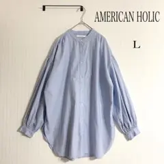 ✧̣̥̇AMERICAN HOLICブラウス バンドカラーシャツ コットン ゆったり