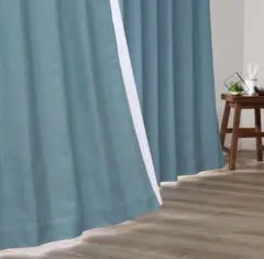 ドレープカーテン　遮光1級　巾100 丈115　156サイズ　ターコイズブルー