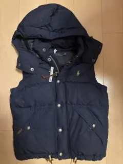 POLO RALPH LAUREN フード付きダウンベスト S ネイビー
