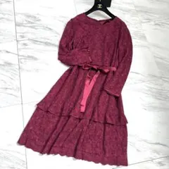 極美品 LLサイズ レリアン ロングドレス ロングワンピース 総レース ベルト