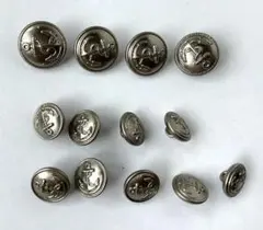 ★M２　メタルボタン　大４　小９　ジャケット　金属ボタン　シルバー