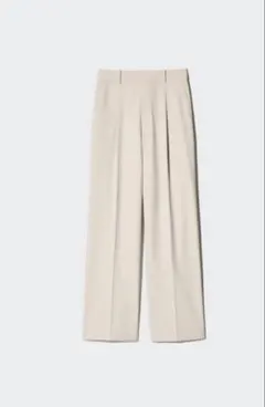 ユニクロ　タックワイドパンツ　ナチュラル　S
