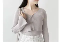 【新品】定価11900円 RANDA クロップド丈ニットアンサンブルカーディガン