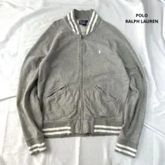 ポロラルフローレン ジップ ブルゾン ジャケット グレー L 胸元 ポニー 刺繍