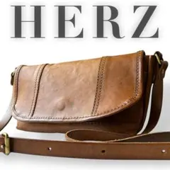 美品✨ HERZ ヘルツ　ショルダーバッグ　本革　オールレザー　ブラウン