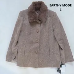 新品✨アーシーモード ツイード ラビットファー付き アルパカジャケット L