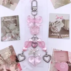 ピンク ビーズキーホルダー/ストラップ y2k 韓国 コレクトブック 平成