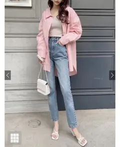 新品未使用　GRL ハイウエストテーパードデニムパンツ[cu157]