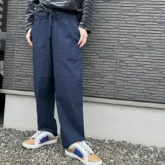 コーエン ワイドパンツ イージー リネン混 ダークネイビー S｜春 カジュアル