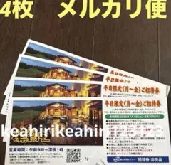 湯楽の里 平日限定招待券 4枚 日帰り温泉 昭島 国立 所沢 船橋 熊谷 日立のサムネイル
