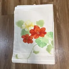 名古屋帯 花柄 クリーム色