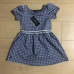 POLO 90cm 青チェックワンピース　新品未使用