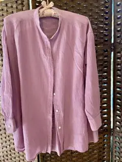 SHIPS any 薄紫 長袖シャツ コットン100%