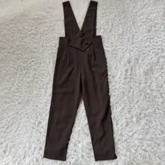 カシュクールベストデザインサロペット　M　ブラウン　オーバーオール◆A1459