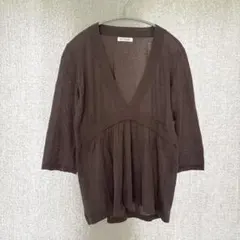 美品✦STYLE ME 綿ギャザーニットセーター L ブラウン ゆったり 7分袖のサムネイル