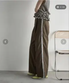 hazyl ドット柄切り替えワイドパンツ ブラウン - メルカリ
