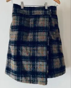 KBF アーバンリサーチ　チェック　ブラウン　ミニスカート 巻き　ラップ