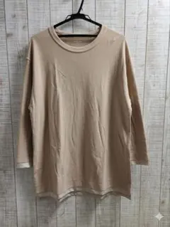 最終値下げ グローバルワーク重ね着風ベージュ七分袖丈Tシャツ Ｌサイズ 美品