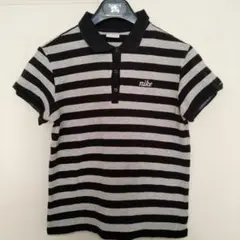 Nike 半袖 ポロシャツ 黒とグレー ストライプ
