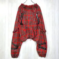 ACDC RAG タータンチェック柄 赤 サルエルパンツ