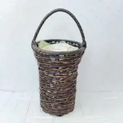 【新品未使用】茶道具 竹籠 花入 手付き 籠花入 水入れ筒付き 華道 花器 工芸