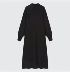 ユニクロ　ブラックニットワンピース ハイネック 長袖