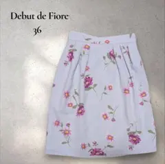 【Debut de Fiore】花柄スカート タイトスカート 膝丈 紫 上品