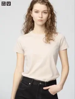 【タグ付き新品】UNIQLO Uユニクロ クルーネックTシャツ半袖ベージュL