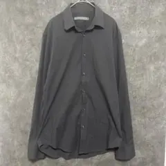 GIORDANO 長袖 シャツ チャコールブラック ストレッチ カジュアル XLのサムネイル