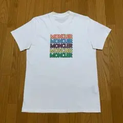 美品　モンクレール　ドット　カラフルロゴ Tシャツ　L ホワイト　4S413