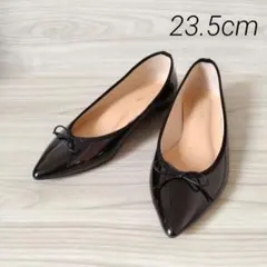 【極美品】オデットエオディール エナメル パンプス フラットシューズ リボン 黒