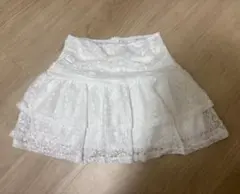 ホワイト レース ミニスカート フレア レディース